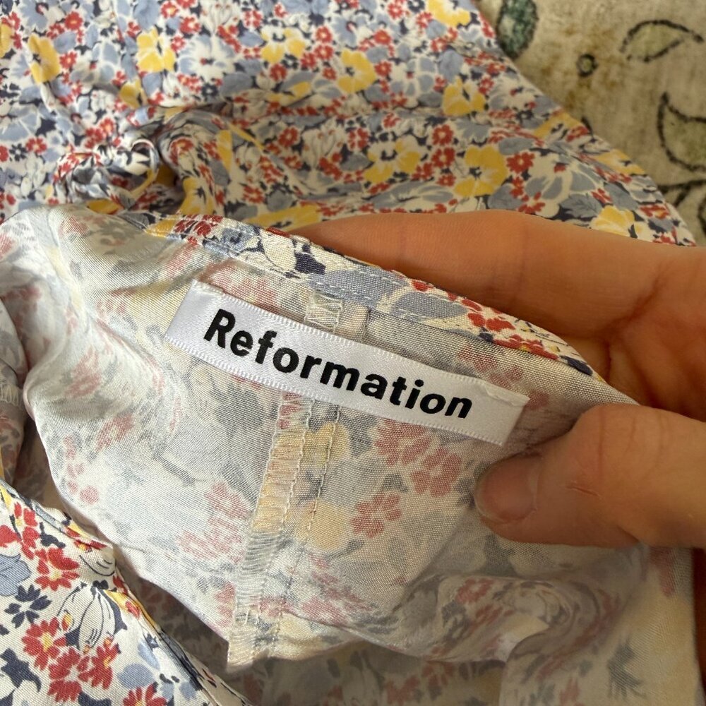 Reformation Silk Floral Midi Dress Size Small Bias Cut Slip Spaghetti Strap - Picture 7 of 9